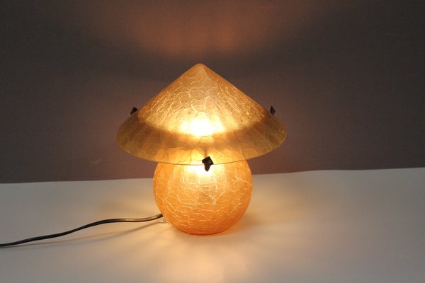 Art Deco Mushroom Lamp in Crackled Glass, 1980s-BCR-2036040