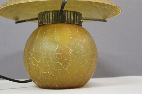 Art Deco Mushroom Lamp in Crackled Glass, 1980s-BCR-2036040