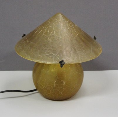 Art Deco Mushroom Lamp in Crackled Glass, 1980s-BCR-2036040