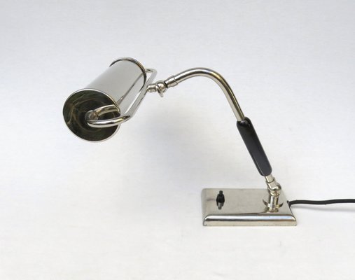 Art Deco Nickel Plated and Black Wood Piano Table Lamp-EY-1194184