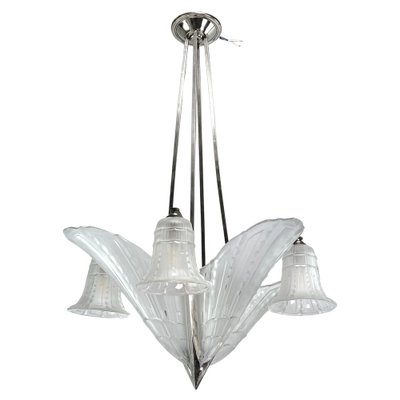 Art Deco Nickel-Plated Ceiling Lamp, 1930s-JUZ-1808257