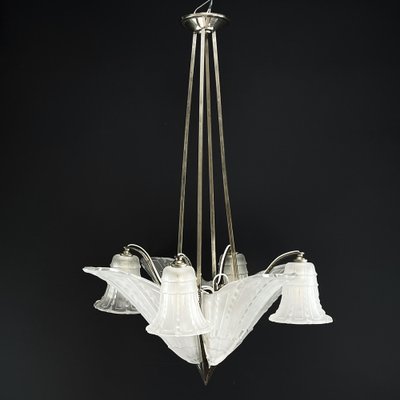 Art Deco Nickel-Plated Ceiling Lamp, 1930s-JUZ-1808257