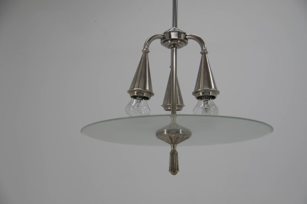 Art Deco Nickel-Plated Chandelier, 1920s-TZ-858939