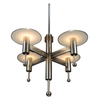 Art Deco Nickel-Plated Chandelier, 1920s-TZ-969235