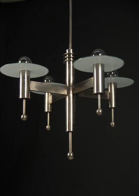 Art Deco Nickel-Plated Chandelier, 1920s-TZ-969235