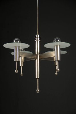 Art Deco Nickel-Plated Chandelier, 1920s-TZ-969235