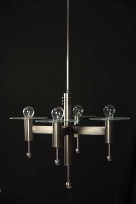 Art Deco Nickel-Plated Chandelier, 1920s-TZ-969235