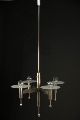 Art Deco Nickel-Plated Chandelier, 1920s-TZ-969235