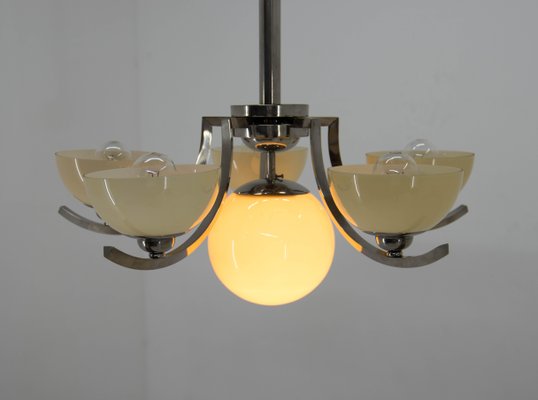 Art Deco Nickel-Plated Chandelier, 1930s-TZ-1386468