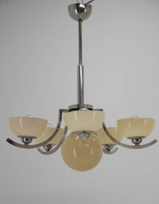 Art Deco Nickel-Plated Chandelier, 1930s-TZ-1386468