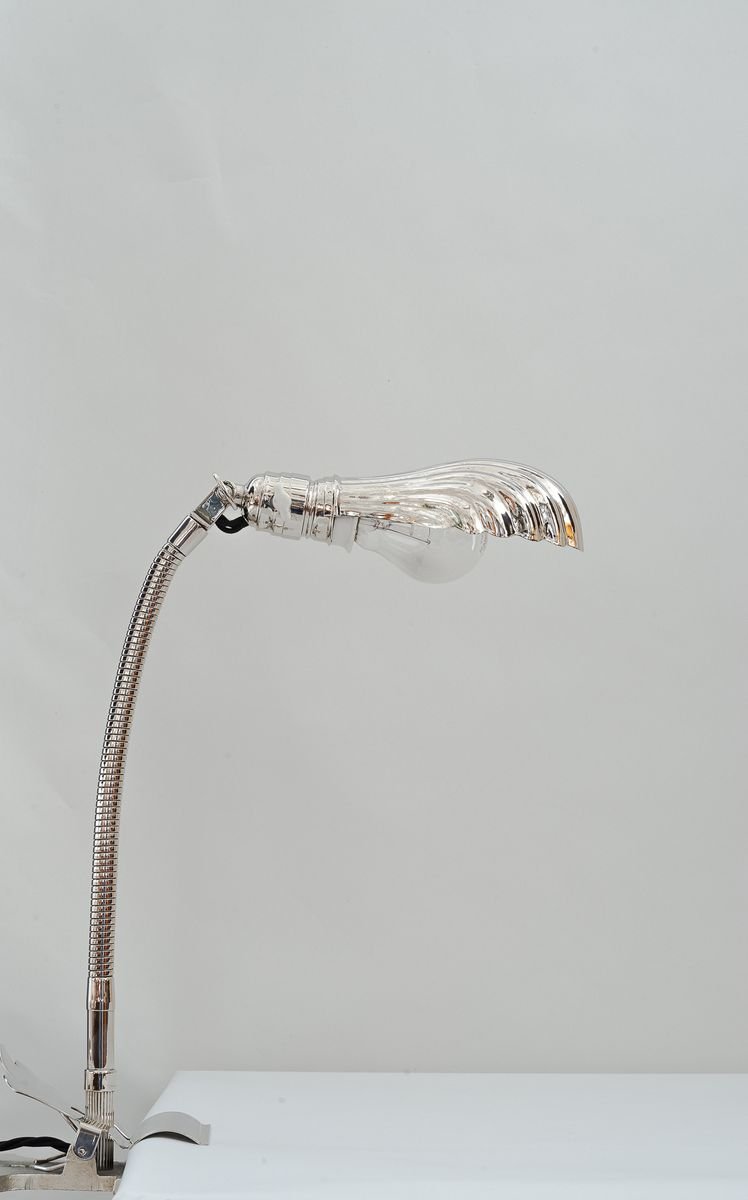 Art Deco Nickel-Plated Clamp Table Lamp, 1920s