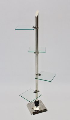 Art Deco Nickel-Plated & Glass Flower Stand, 1930s-NB-585640