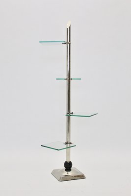 Art Deco Nickel-Plated & Glass Flower Stand, 1930s-NB-585640