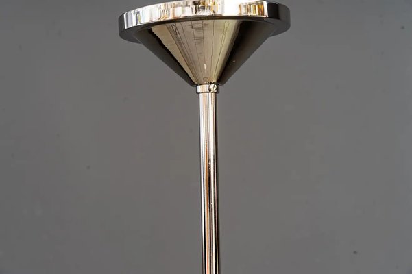 Art Deco Nickel Plated Pendant with Original Glass Shade, 1920s-SPD-1319861