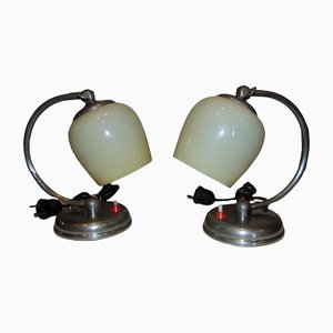 Art Deco Nickel-Plated Table or Wall Lamps, Set of 2-CAQ-1231149