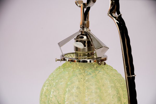 Art Deco Nickel Table Lamp with Opaline Glass Shade, Vienna, 1920s-SPD-1794520