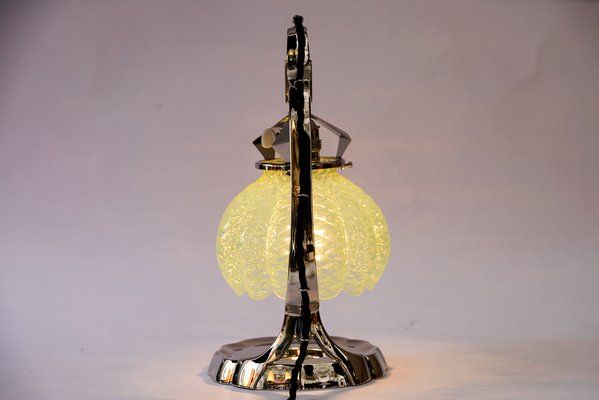 Art Deco Nickel Table Lamp with Opaline Glass Shade, Vienna, 1920s-SPD-1794520