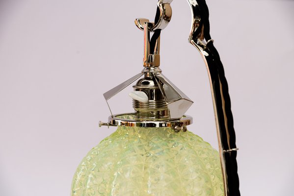 Art Deco Nickel Table Lamp with Opaline Glass Shade, Vienna, 1920s-SPD-1794520