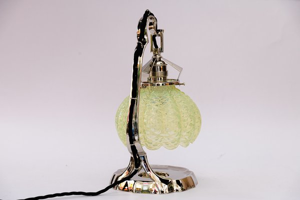 Art Deco Nickel Table Lamp with Opaline Glass Shade, Vienna, 1920s-SPD-1794520