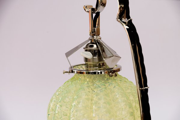 Art Deco Nickel Table Lamp with Opaline Glass Shade, Vienna, 1920s-SPD-1794520