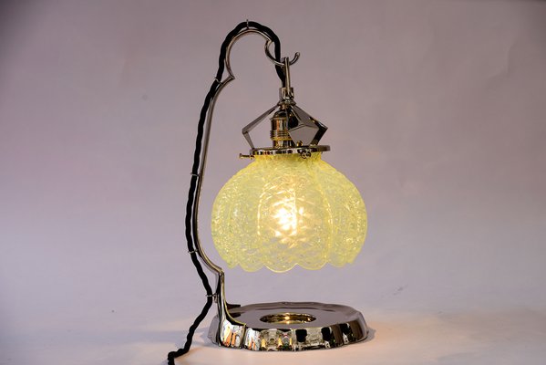 Art Deco Nickel Table Lamp with Opaline Glass Shade, Vienna, 1920s-SPD-1794520