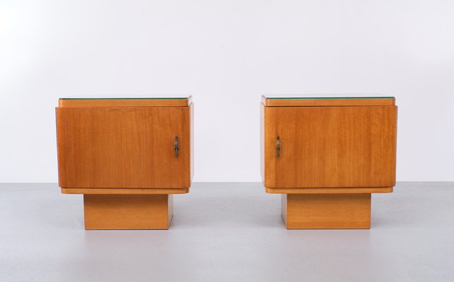 Art Deco Night Stands in Satinwood, Holland, 1930s , Set of 2-GCG-1750142