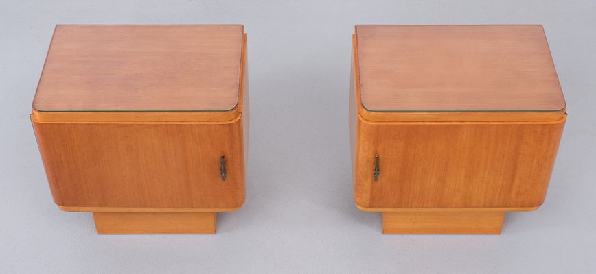 Art Deco Night Stands in Satinwood, Holland, 1930s , Set of 2-GCG-1750142