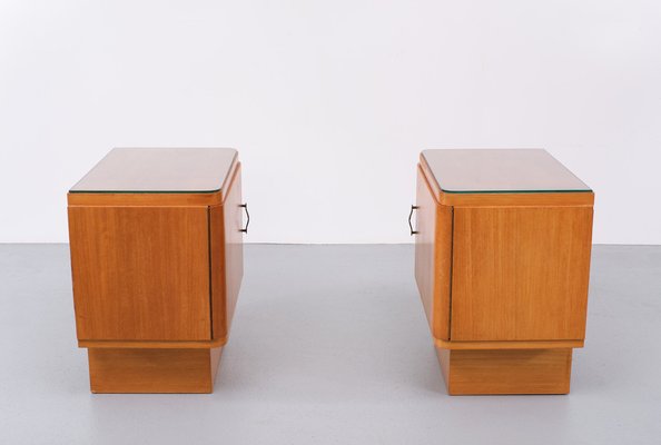 Art Deco Night Stands in Satinwood, Holland, 1930s , Set of 2-GCG-1750142