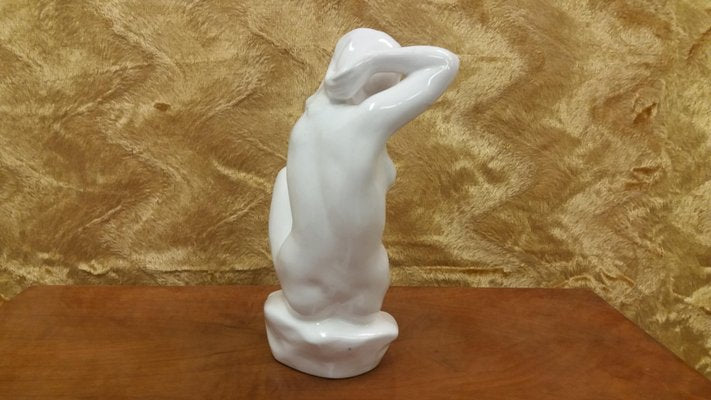 Art Deco Nude Woman Sitting Sculpture, 1940s-TZ-684021