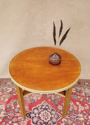 Art-Deco Oak & Aluminium Sidetable, 1930s-FW-1080701