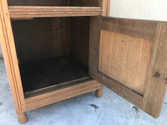 Art Deco Oak Bedside Table with a Gray Marble Top, 1920s-WQQ-1365301