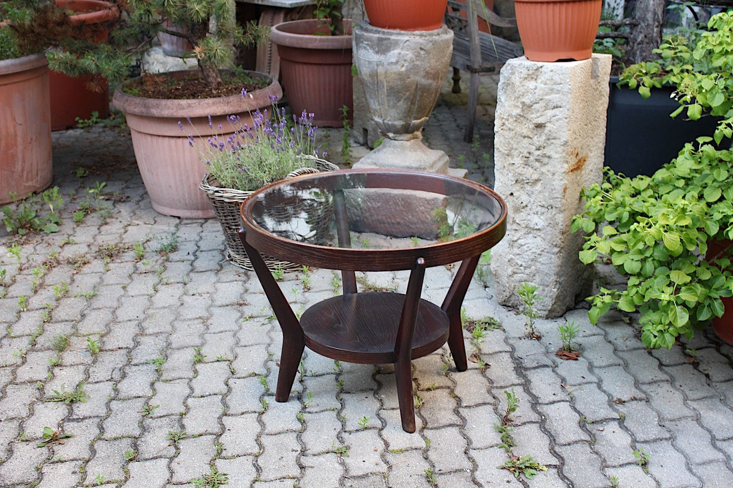 Art Deco Oak Coffee Table Side Table by A. Kropacek for České Umělecké Dílny, 1940s