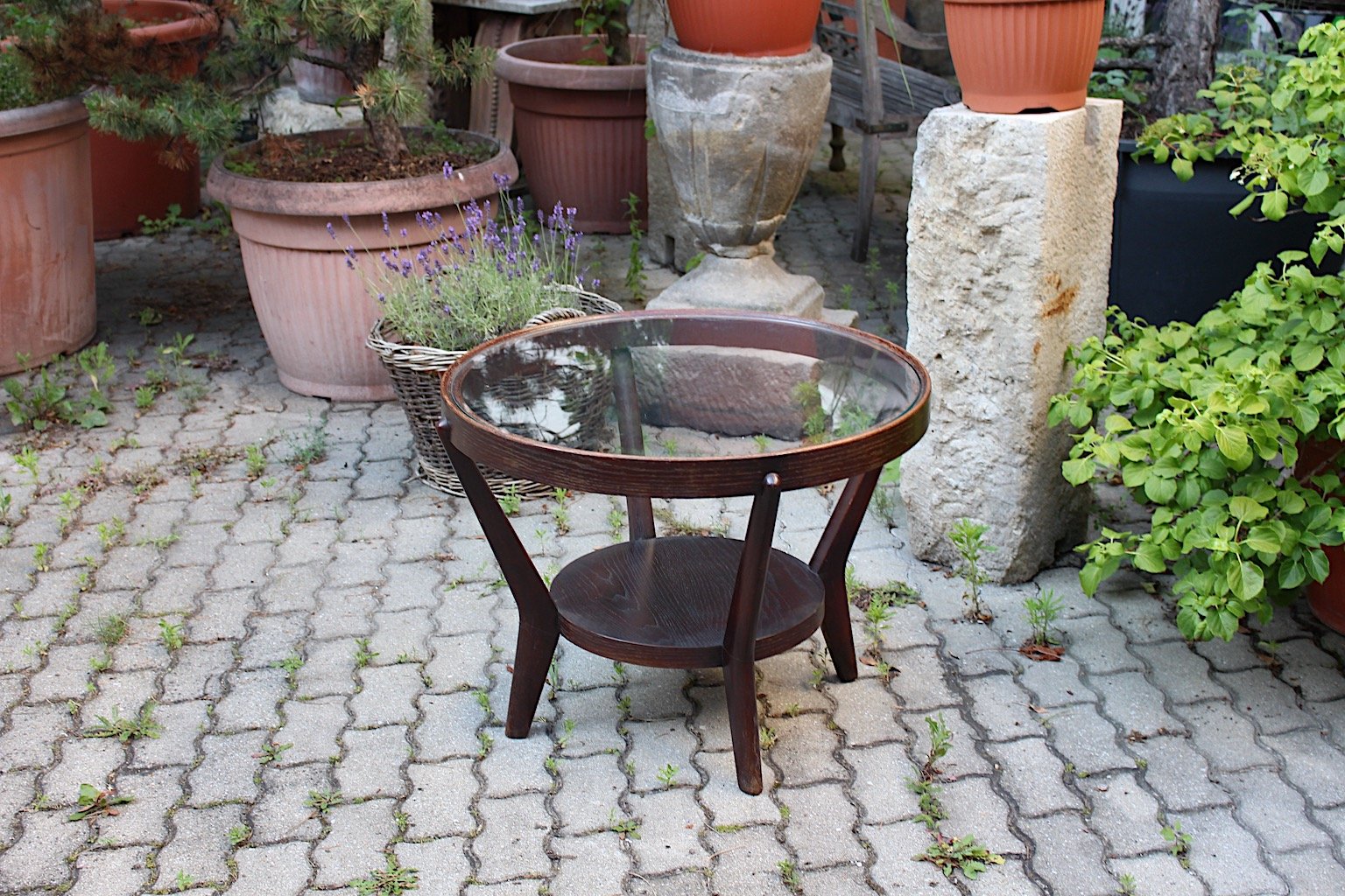 Art Deco Oak Coffee Table Side Table by A. Kropacek for České Umělecké Dílny, 1940s