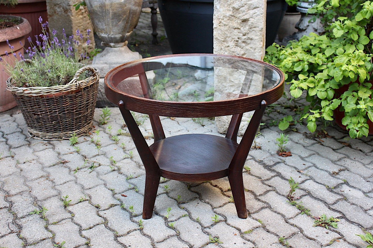 Art Deco Oak Coffee Table Side Table by A. Kropacek for České Umělecké Dílny, 1940s