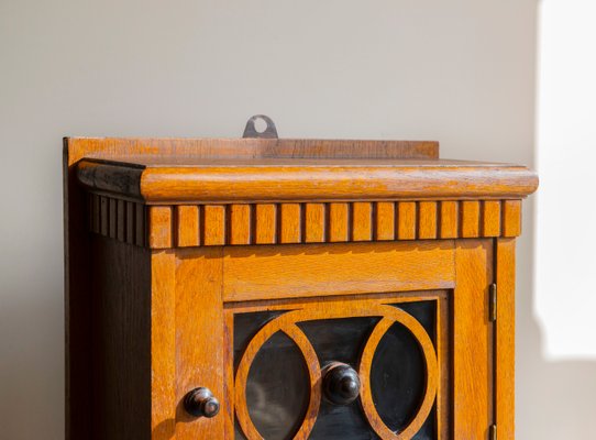 Art Deco Oak Hanging Cabinet with Glass Window, 1920s-BJS-2027006