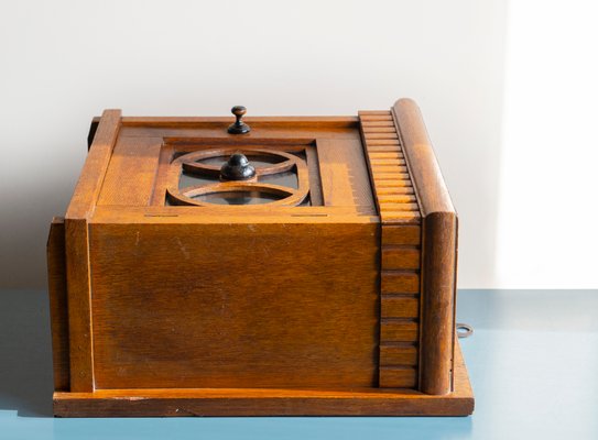 Art Deco Oak Hanging Cabinet with Glass Window, 1920s-BJS-2027006