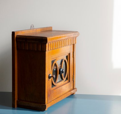 Art Deco Oak Hanging Cabinet with Glass Window, 1920s-BJS-2027006