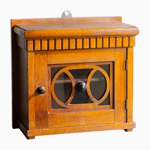 Art Deco Oak Hanging Cabinet with Glass Window, 1920s-BJS-2027006