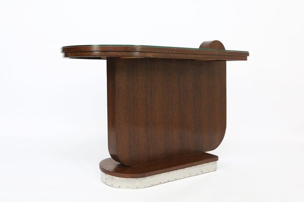 Art Deco Oak Side Table with Glass Top, 1930s-UAK-1427887