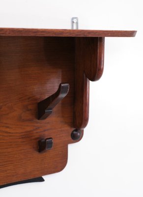 Art Deco Oak Wall Coat Rack, Netherlands, 1925-GCG-1445104