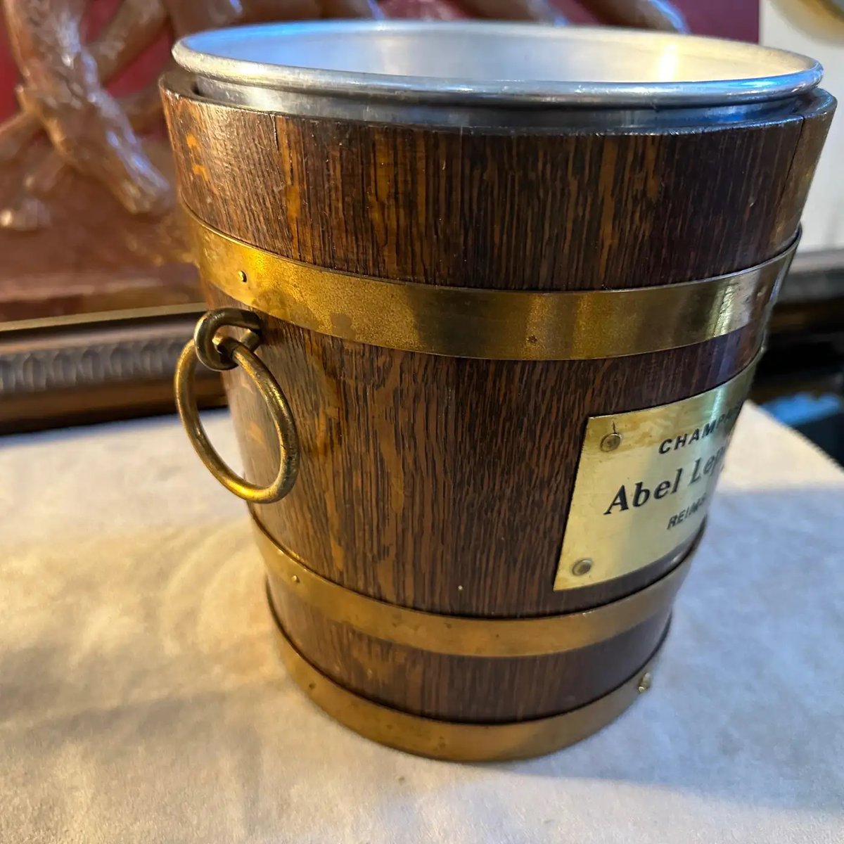 Art Deco Oak Wood and Brass French Wine Cooler by G. Lafitte, 1940s