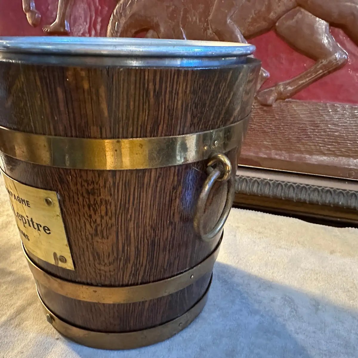 Art Deco Oak Wood and Brass French Wine Cooler by G. Lafitte, 1940s