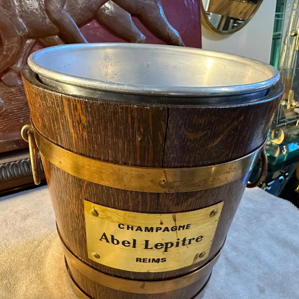 Art Deco Oak Wood and Brass French Wine Cooler by G. Lafitte, 1940s