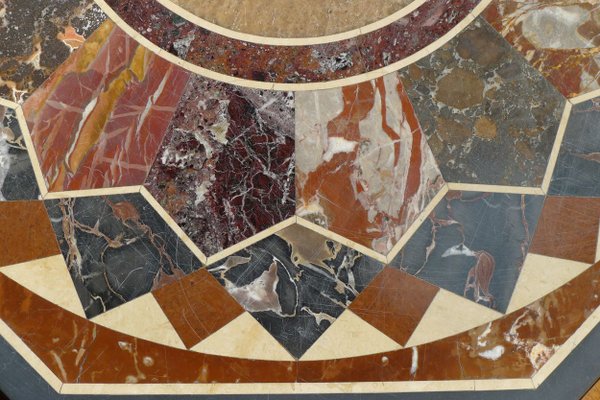 Art Deco Octagonal Coffee Table in Walnut & Marble Top with Geometric Inlays, 1920s-VRE-624007