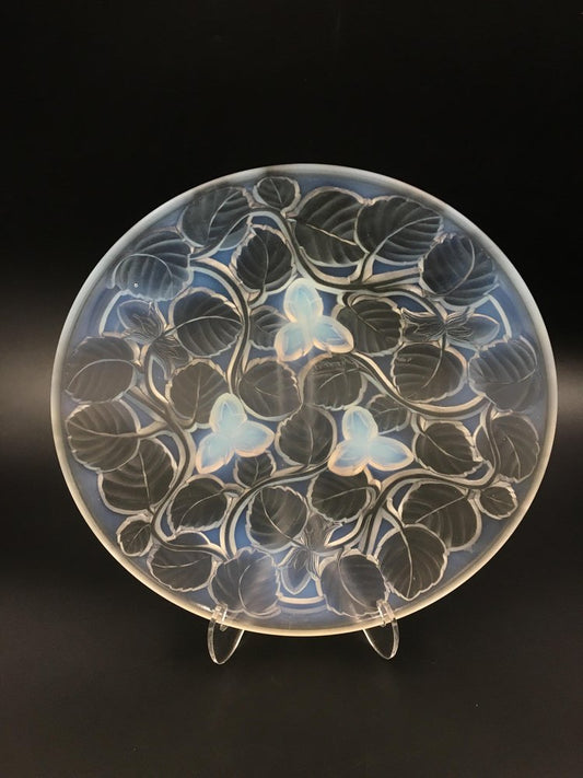 Art Deco Opalescent Glass Bowl with Hazelnut Motif by Arrers, 1930s