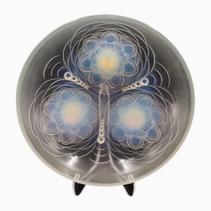 Art Deco Opalescent Glass Bowl with Lotus Flowers and Water Ripples by Sabino, France, 1930s-SAK-1785259