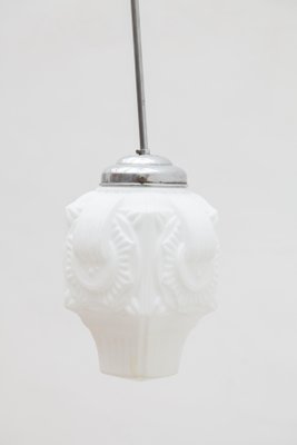 Art Deco Opaline Milk Glass Skyscraper Pendant-KL-1252132