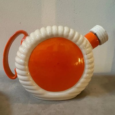 Art Deco Orange and White Ceramic Rosolio Service by Rome Umbertide, 1930s, Set of 8-NMK-1821218