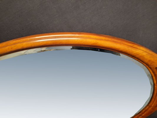 Art Deco Oval Mirror in Carved Mahogany-AWH-809045