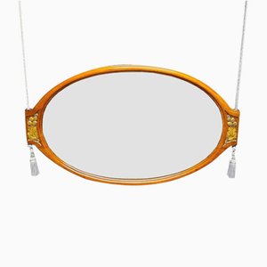 Art Deco Oval Mirror in Carved Mahogany-AWH-809045